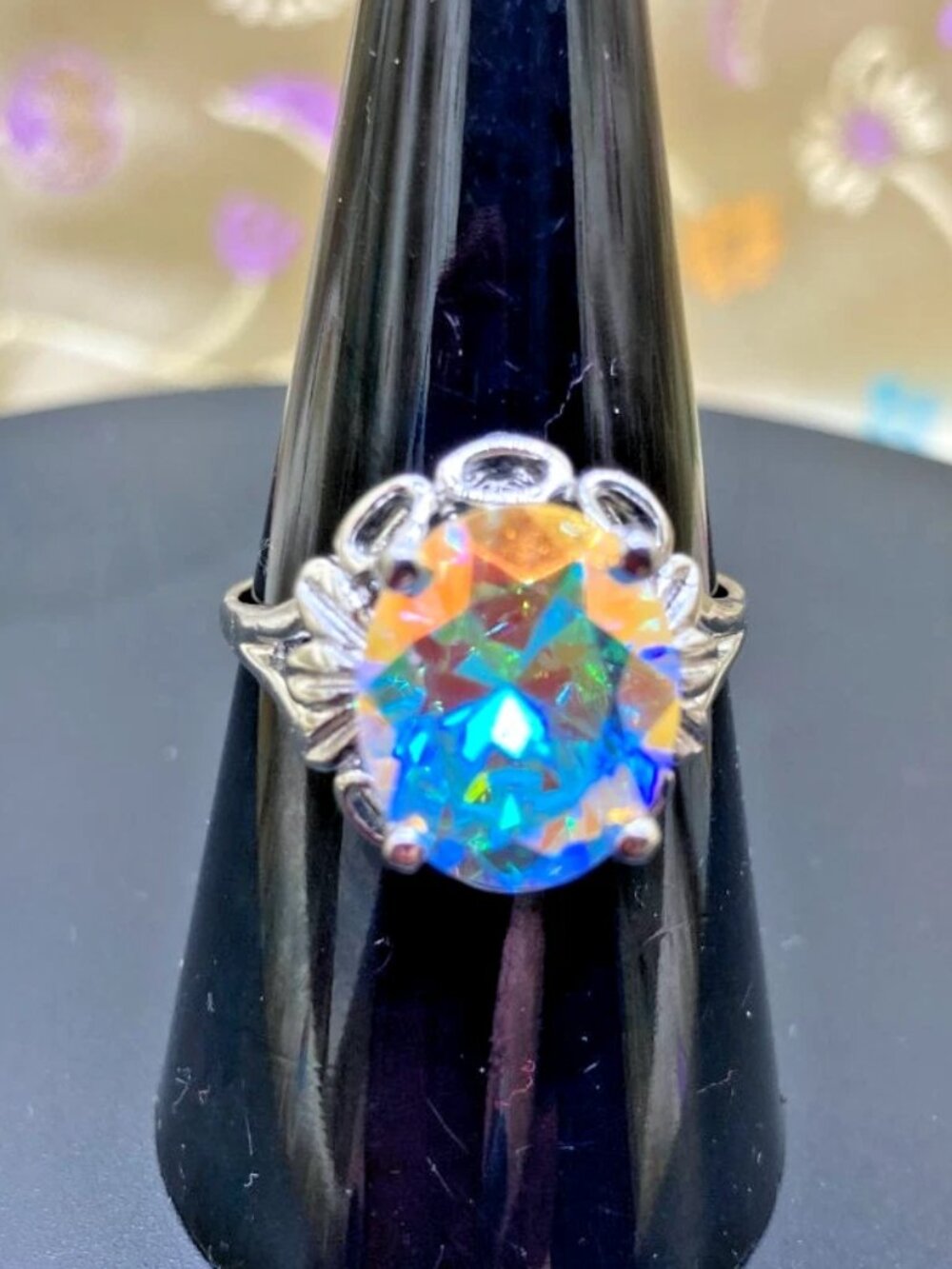 GORGEOUS Mystic Topaz Ring Women, FLASHLIGHT!! Sterling, True 8.5 - Picture 7 of 12